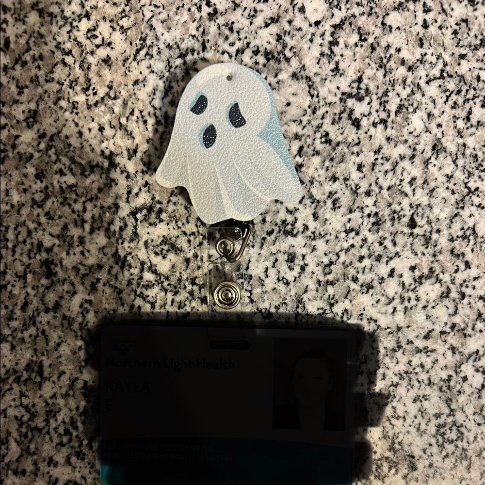 Ghost Halloween badge reel nurse